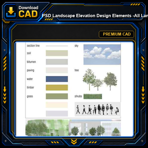 ★【 PSD Landscape Elevation Design Elements -All  Landscape Design Elements Download V1】