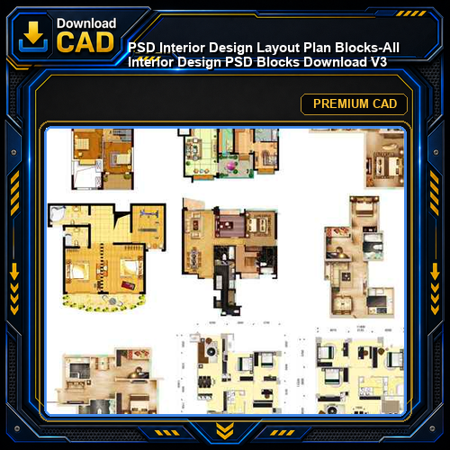 ★【 PSD Interior Design Layout Plan Blocks-All  Interior Design PSD Blocks Download V3】