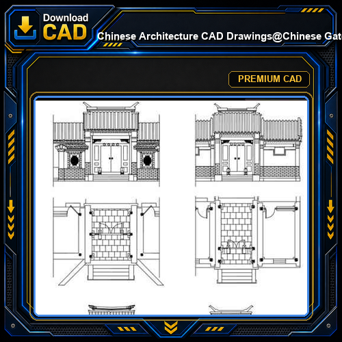 ★【Chinese Architecture CAD Drawings】@Chinese Gate,Door Design Drawings,CAD Details,Elevation