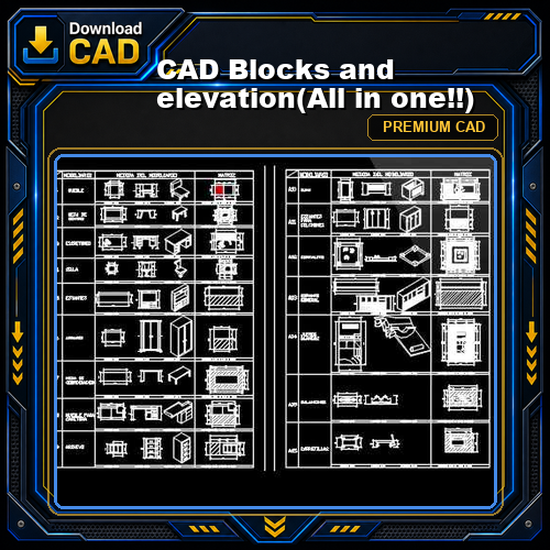 CAD Blocks and elevation(All in one!!)