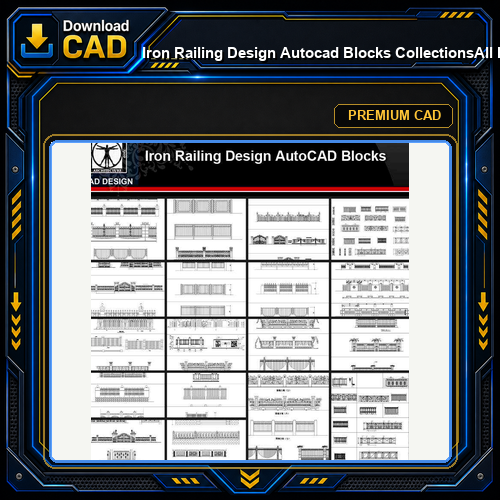★【Iron Railing Design Autocad Blocks Collections】All kinds of Forged iron gate CAD Blocks