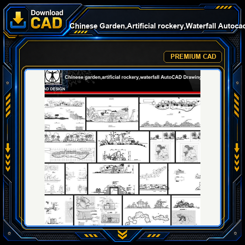 ★【Chinese Garden,Artificial rockery,Waterfall Autocad Drawings】All kinds of Chinese Landscape CAD Drawings