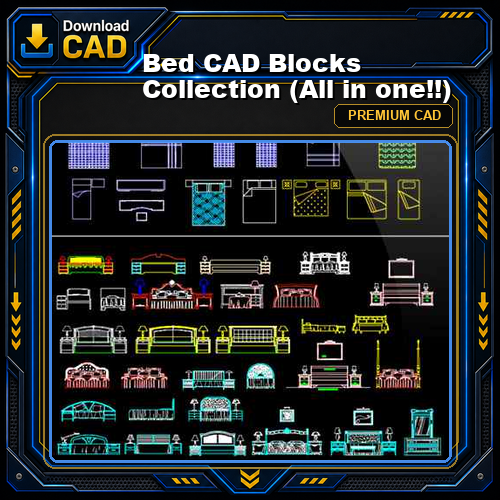 Bed CAD Blocks Collection (All in one!!)