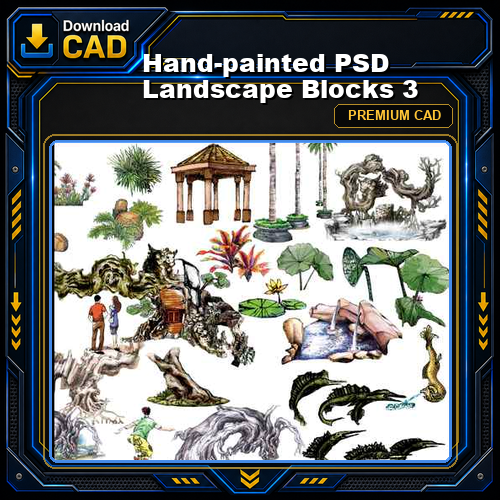 Hand-painted PSD Landscape Blocks 3