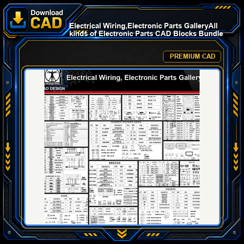 ★【Electrical Wiring,Electronic Parts Gallery】All kinds of Electronic Parts CAD Blocks Bundle
