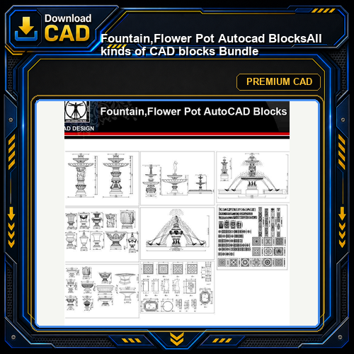 ★【Fountain,Flower Pot Autocad Blocks】All kinds of CAD blocks Bundle