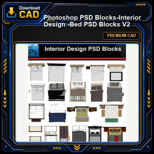 ★Photoshop PSD Blocks-Interior Design -Bed PSD Blocks V2
