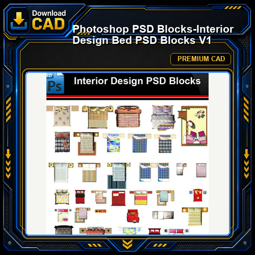 ★Photoshop PSD Blocks-Interior Design Bed PSD Blocks V1