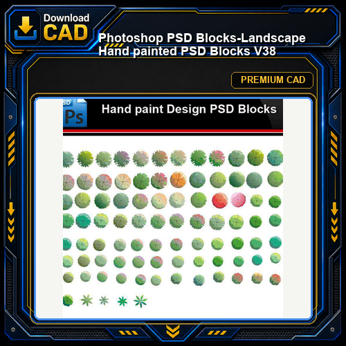 ★Photoshop PSD Blocks-Landscape Hand painted PSD Blocks V38