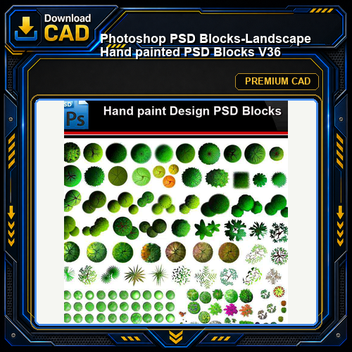 ★Photoshop PSD Blocks-Landscape Hand painted PSD Blocks V36