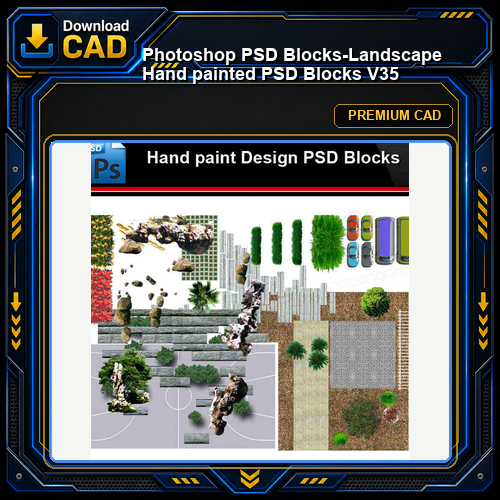 ★Photoshop PSD Blocks-Landscape Hand painted PSD Blocks V35