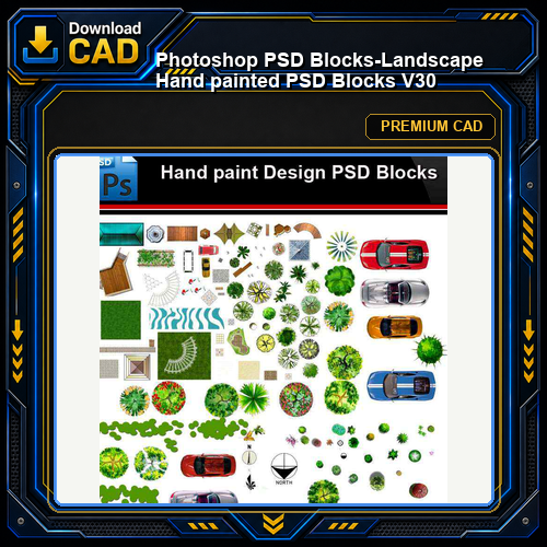 ★Photoshop PSD Blocks-Landscape Hand painted PSD Blocks V30