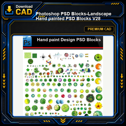 ★Photoshop PSD Blocks-Landscape Hand painted PSD Blocks V28