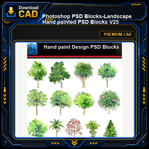★Photoshop PSD Blocks-Landscape Hand painted PSD Blocks V25