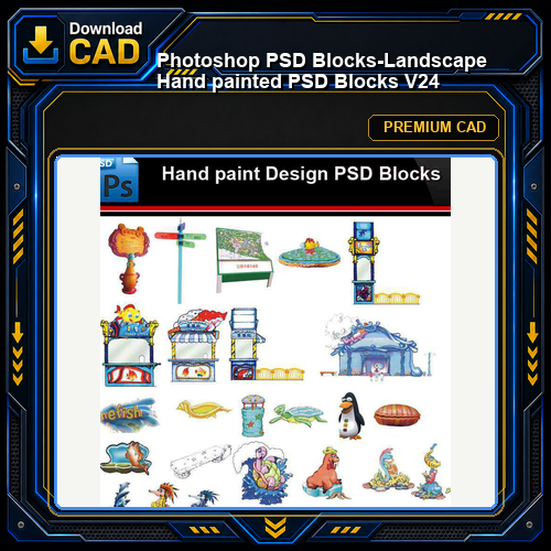 ★Photoshop PSD Blocks-Landscape Hand painted PSD Blocks V24