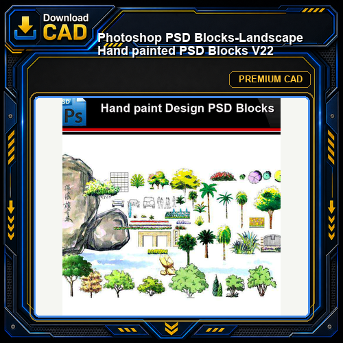 ★Photoshop PSD Blocks-Landscape Hand painted PSD Blocks V22