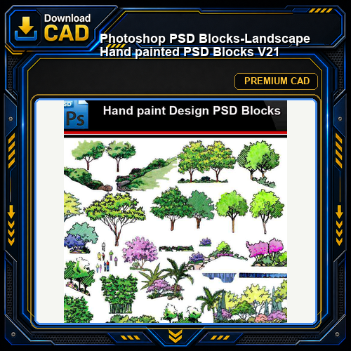 ★Photoshop PSD Blocks-Landscape Hand painted PSD Blocks V21