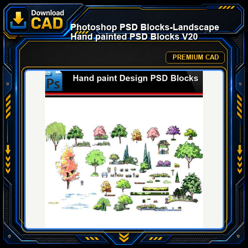 ★Photoshop PSD Blocks-Landscape Hand painted PSD Blocks V20