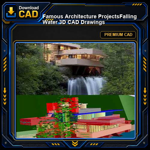 💎【Famous Architecture Projects】Falling Water 3D CAD Drawings