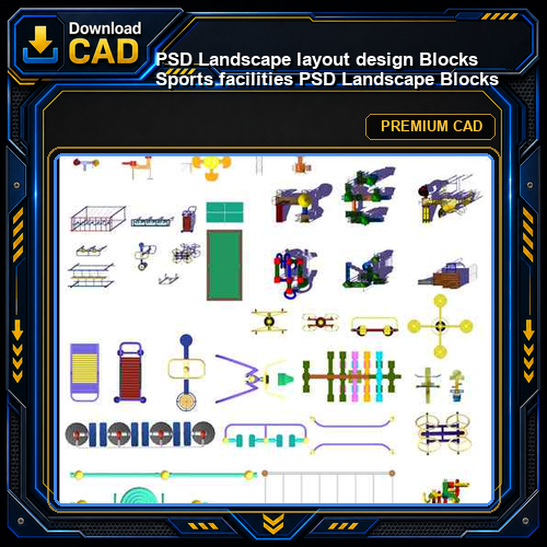 ★【PSD Landscape layout design Blocks 】Sports facilities  PSD Landscape Blocks