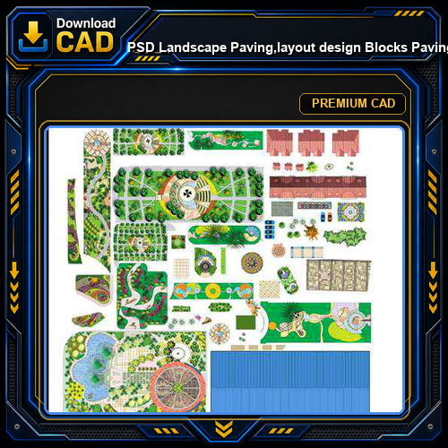 ★【PSD Landscape Paving,layout design Blocks 】Paving,layout design 2D Plan PSD Landscape Blocks V3