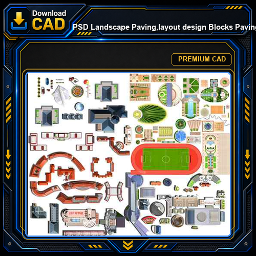 ★【PSD Landscape Paving,layout design Blocks 】Paving,layout design 2D Plan PSD Landscape Blocks V2