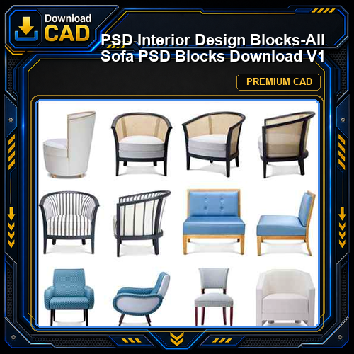★【 PSD Interior Design Blocks-All Sofa PSD Blocks Download V1】