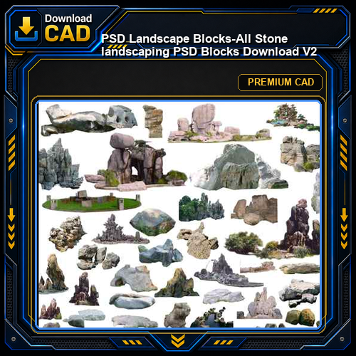 ★【 PSD Landscape Blocks-All Stone landscaping PSD Blocks Download V2】