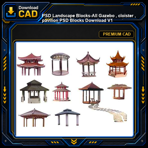 ★【 PSD Landscape Blocks-All Gazebo , cloister , pavilion PSD Blocks Download V1】