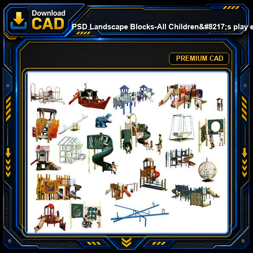 ★【 PSD Landscape Blocks-All Children's play equipment PSD Blocks Download V3】Children's play equipment