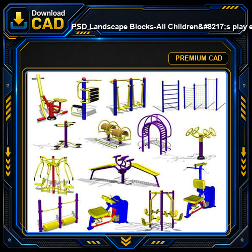 ★【 PSD Landscape Blocks-All Children's play equipment PSD Blocks Download V1】Children's play equipment