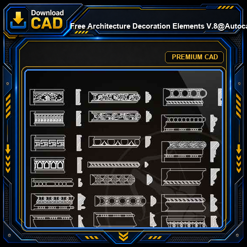 ★【 Free Architecture Decoration Elements V.8】@Autocad Decoration Blocks,Drawings,CAD Details,Elevation