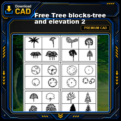 Free Tree blocks-tree and elevation 2